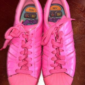 Adidas x Pharrell Vibrant Pink Shoes with Multicolor Insole